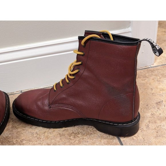 Vegetarian Shoes Combat 8-Eye Tall Boots Dark Red Men's US 14 Handmade In UK - Picture 11 of 16